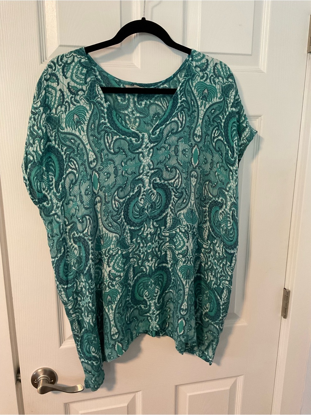 Cost Plus World Market Teal Paisley Scoop-Neck Tunic